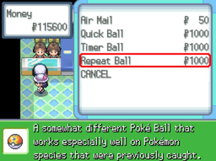 Purchasing Repeat Balls at the Canalave City Poké Mart / Pokémon Platinum