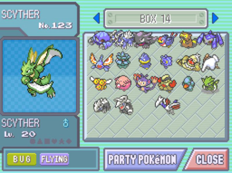 Taking a Scyther out of a PC Box / Pokémon Platinum