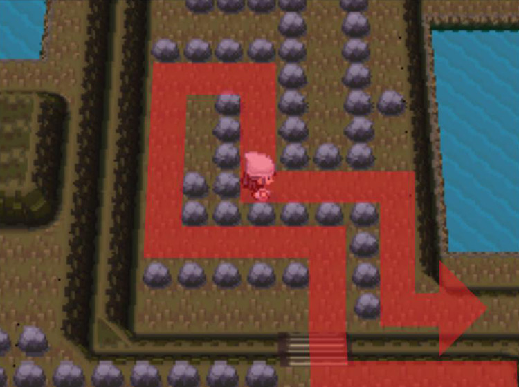 Moving through the linear path between the stones / Pokémon Platinum