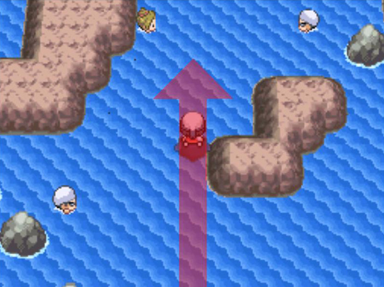 Continuing north through the throng of Swimmers / Pokémon Platinum