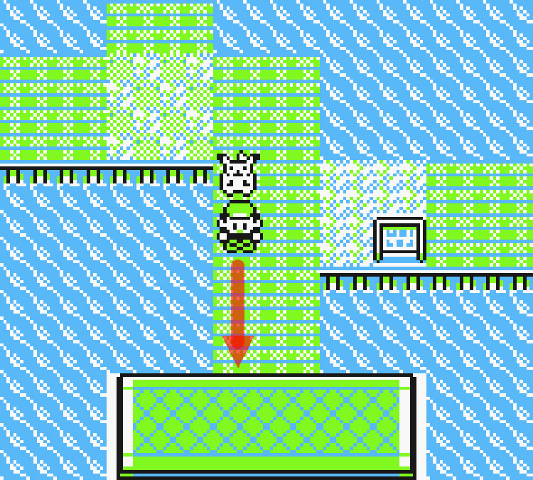 Standing in front of the giant building on Route 12 / Pokémon Yellow