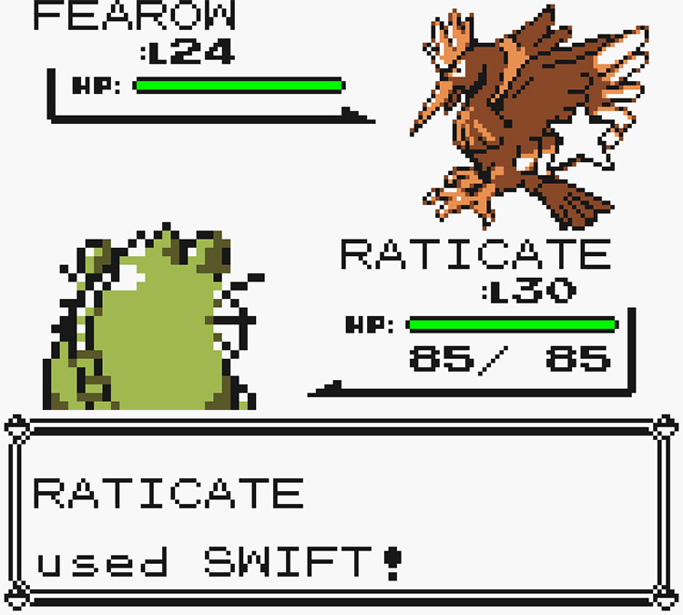 Raticate using Swift against a wild Fearow / Pokémon Yellow
