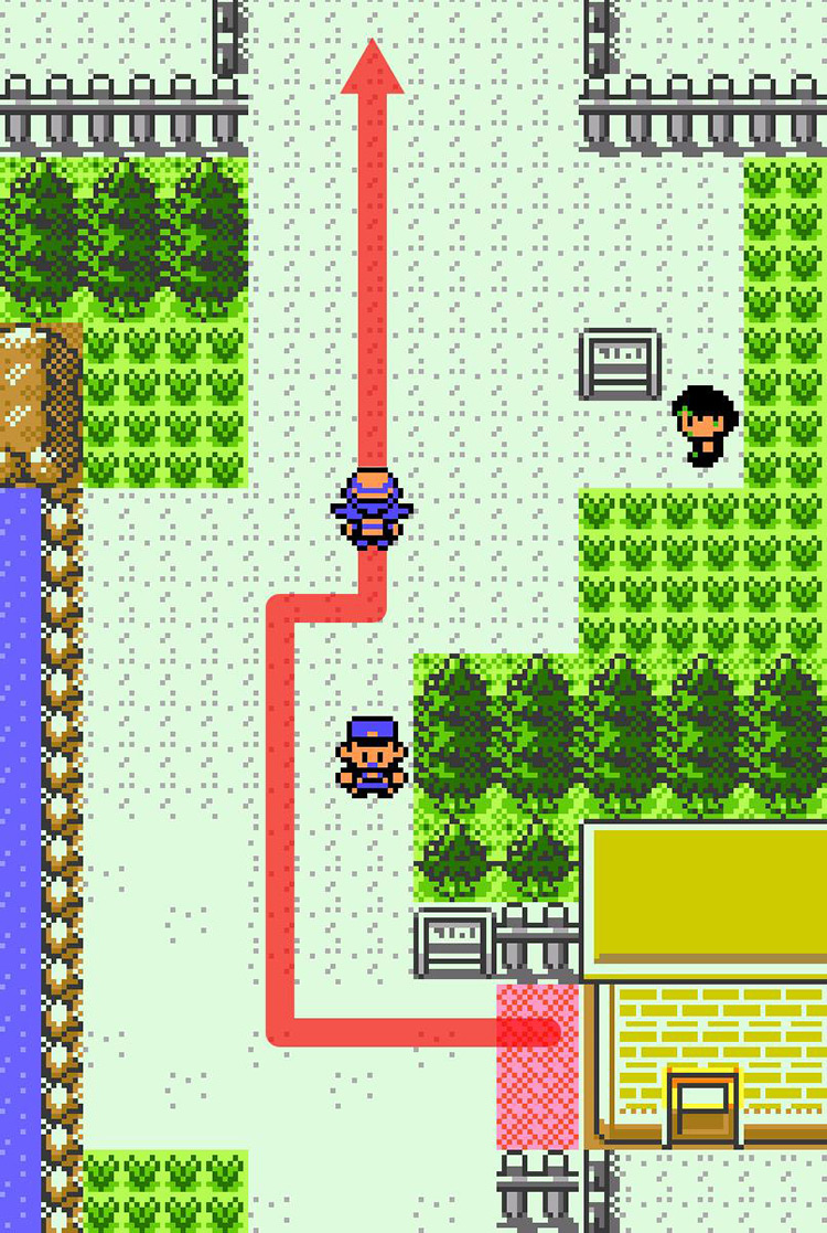 Heading up to Goldenrod City from the Day Care Center. / Pokémon Crystal