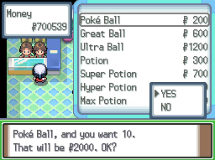 Buying 10 Poké Balls at a Poké Mart / Pokémon Platinum