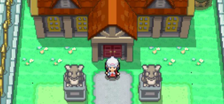 Standing outside the Pokémon Mansion