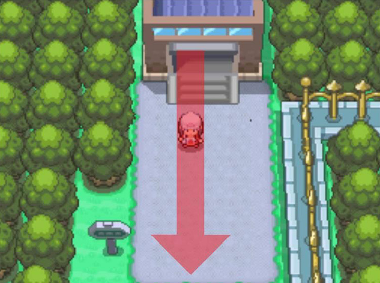 Exiting the gate and entering Route 212. / Pokémon Platinum