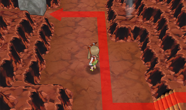 The previously inaccessible path that requires HM04 Strength / Pokémon Omega Ruby and Alpha Sapphire