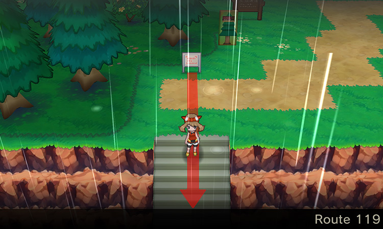 Route 119 down some stairs near the route sign / Pokémon Omega Ruby and Alpha Sapphire