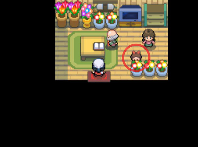 The little girl who offers you the Berry Searcher app / Pokémon Platinum