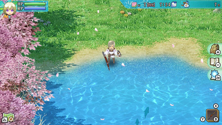 Lest looking at the lake with the Cheap Rod equipped at Selphia: Dragon Lake / Rune Factory 4