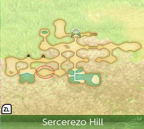 Map of Sercerezo Hill, with Demon’s Den circled in red / RF4