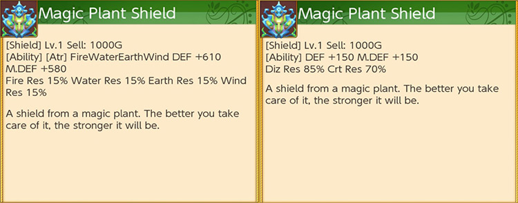 A Magic Plant Shield left growing for two weeks [1] A Magic Plant Shield picked right after it bloomed [2] / RF4