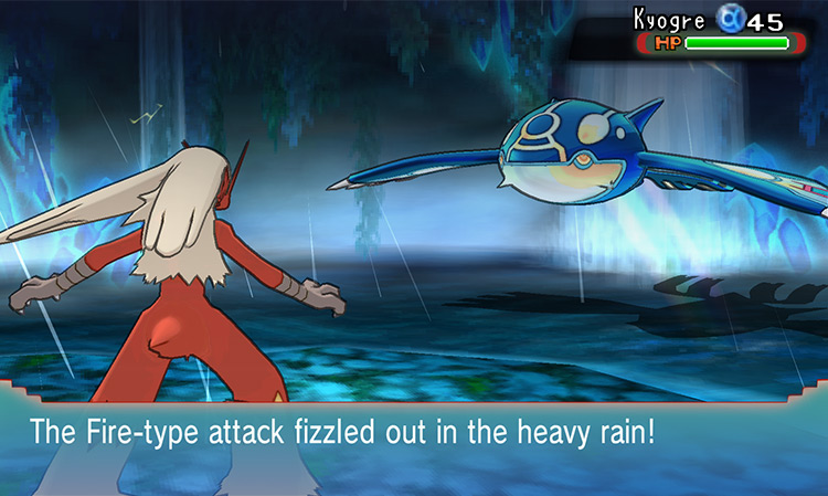 Primal Kyogre’s Primordial Sea in effect / Pokémon Omega Ruby and Alpha Sapphire