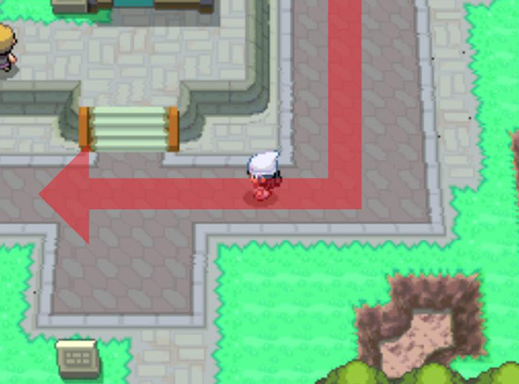 Heading west at the street corner. / Pokémon Platinum