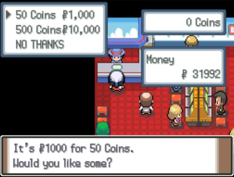 Buying 50 Coins for 1,000 Poké Dollars. / Pokémon Platinum