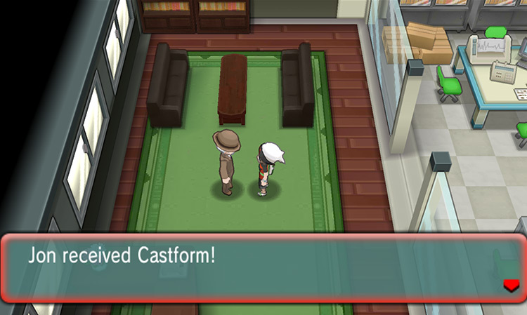 A researcher from the Weather Institute gives away Castform as a thank you / Pokémon ORAS