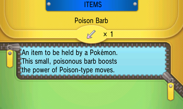Viewing the Poison Barb in-game / Pokémon ORAS