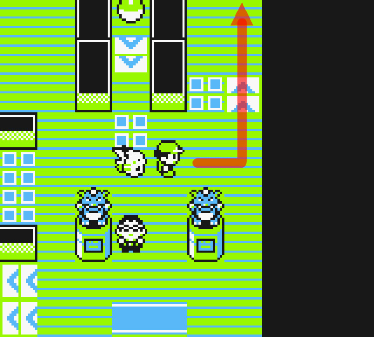Facing the right wall near the front entrance of the Viridian Entrance / Pokémon Yellow