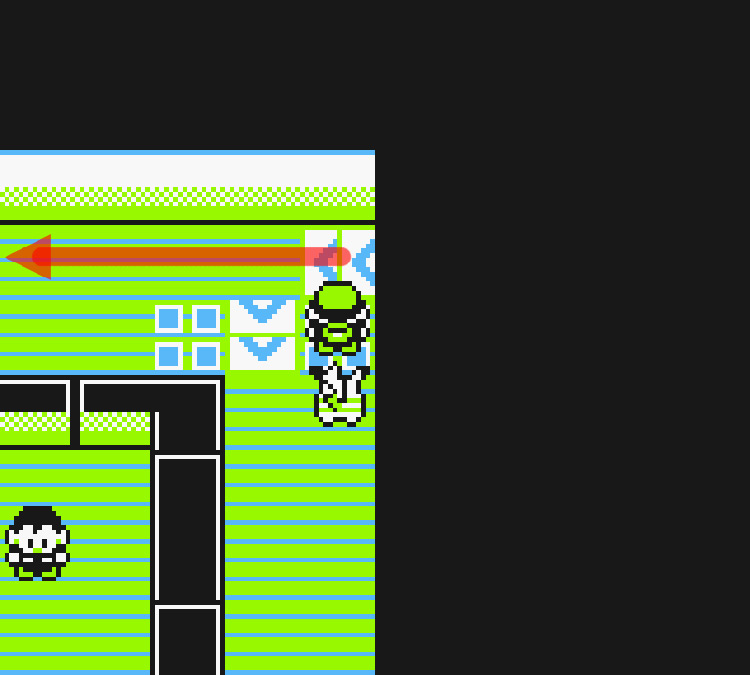 Near a set of movement tiles at the top right corner of the Viridian Gym / Pokémon Yellow