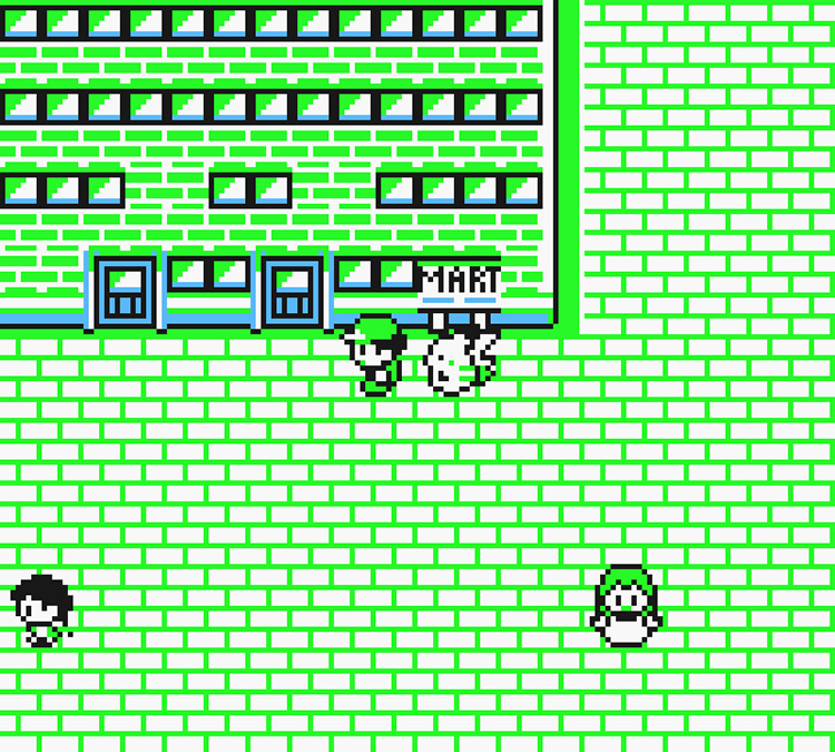 Standing in front of the Celadon City Department Store. / Pokémon Yellow