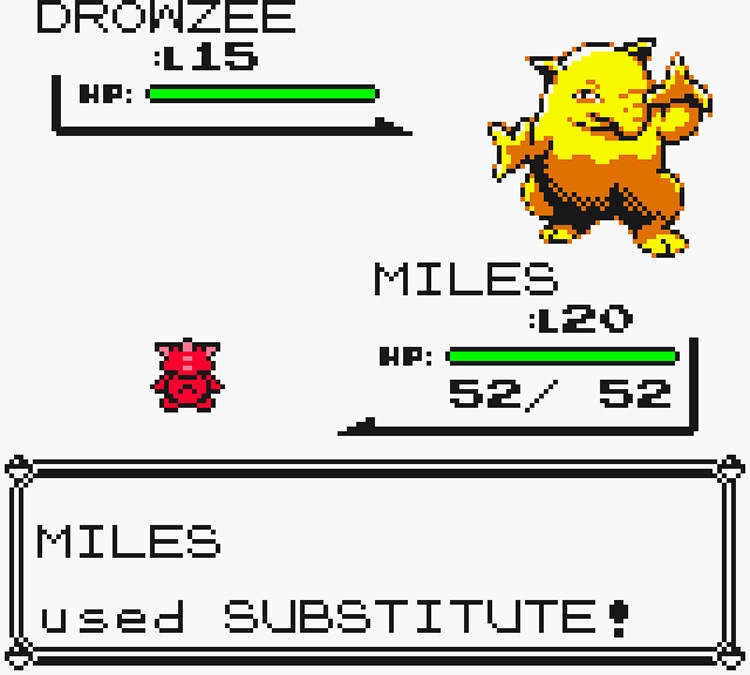 Mr. Mime using Substitute against a wild Drowzee / Pokémon Yellow