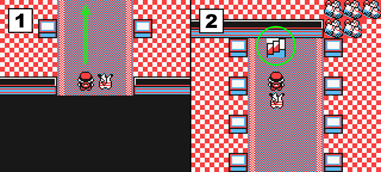 Standing inside the Pokémon Mansion (Left) and standing near a set of stairs on the 1st floor. (Right) / Pokémon Yellow