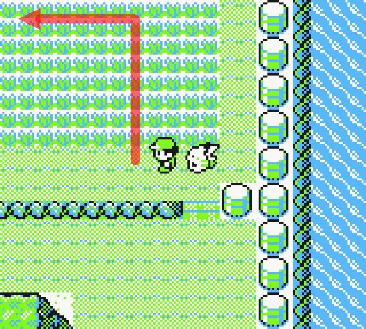 Standing near a large patch of grass on Route 10 / Pokémon Yellow