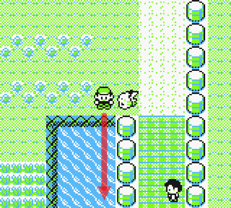 In front of the water at the top of Route 24 / Pokémon Yellow