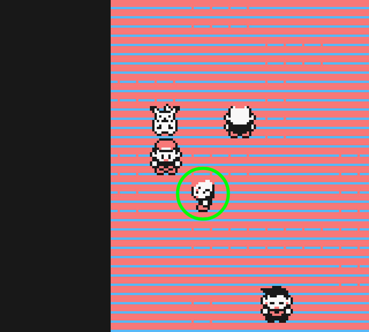 Standing near a Juggler on the left side of the Fuchsia City Gym / Pokémon Yellow