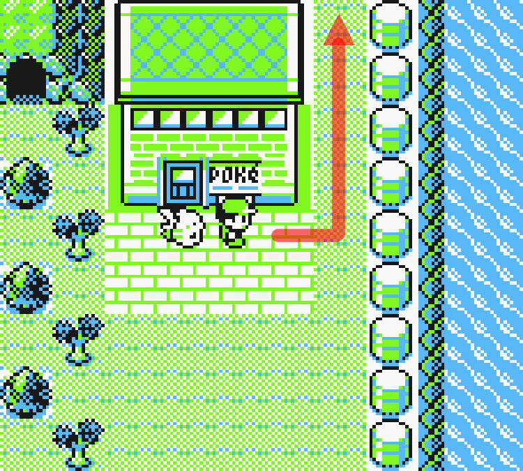 Standing in front of the Pokémon Center on Route 10 / Pokémon Yellow