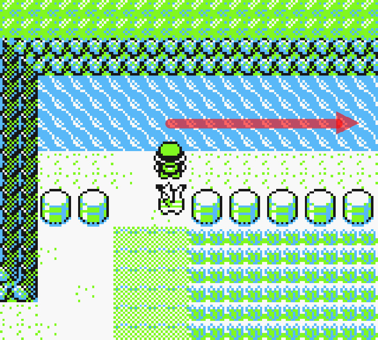 Standing near the water on Route 10 / Pokémon Yellow