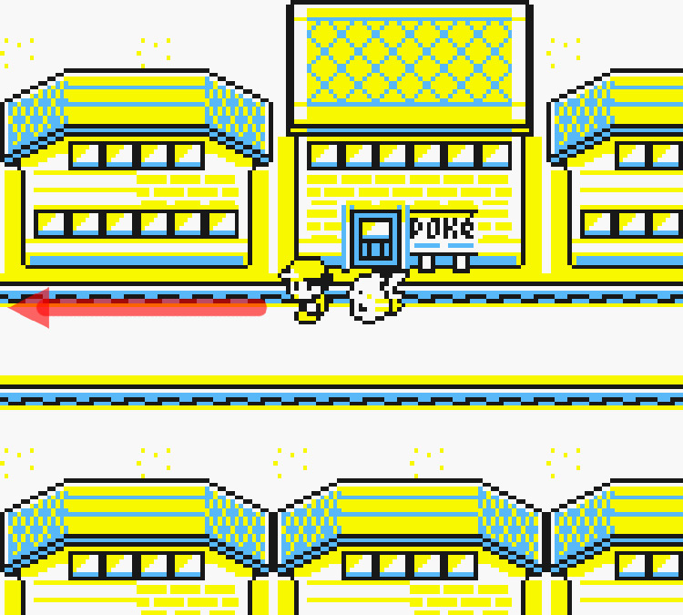 Standing in front of the Saffron City Pokémon Center / Pokémon Yellow