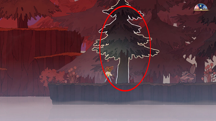 Head right from the starting point to find a single pine tree / Spiritfarer