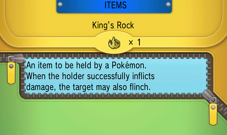In-game details for King's Rock / Pokémon ORAS