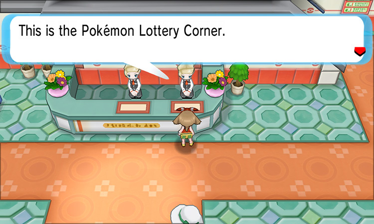 Talking to the Lottery Corner receptionist / Pokémon ORAS
