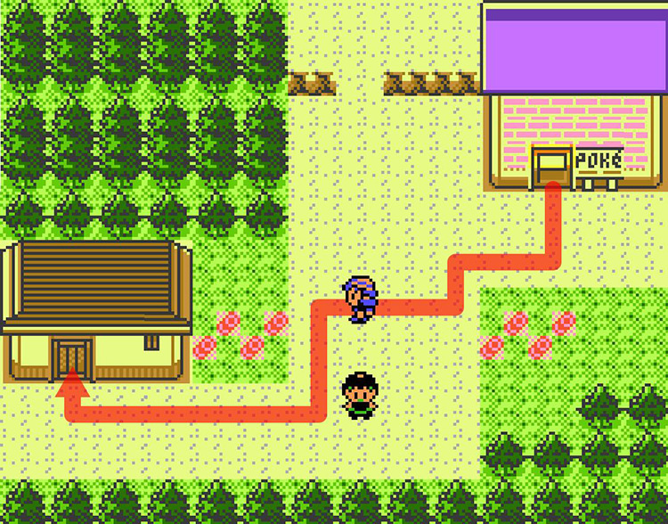 Approaching the house of Rocky the Onix’s trainer in Violet City / Pokémon Crystal