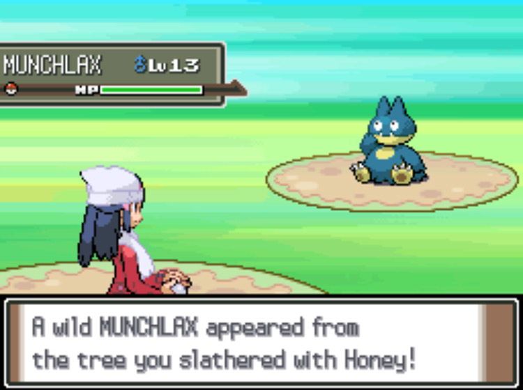 Encountering a wild Munchlax later at the same tree / Pokémon Platinum