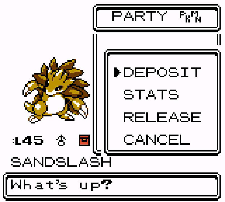 Depositing the Sandslash we want to duplicate / Pokémon Crystal