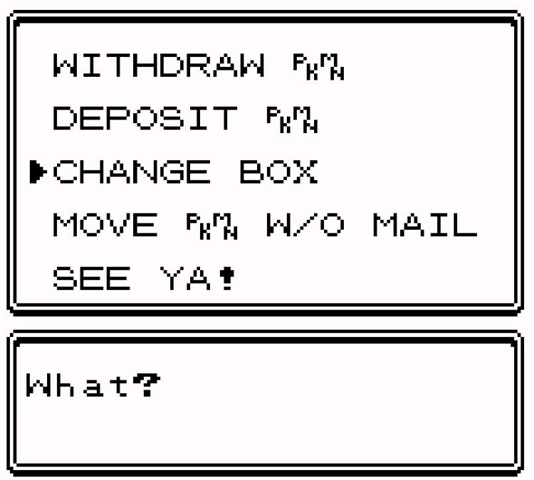Accessing the Change Box menu / Pokémon Crystal