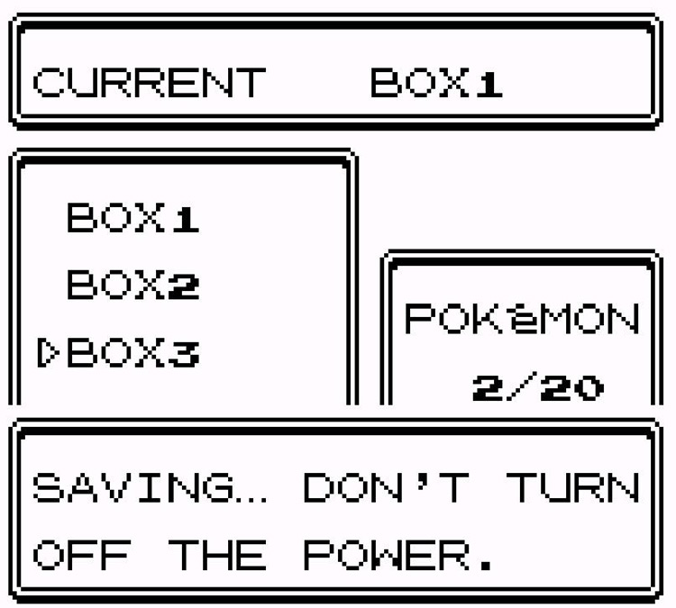 The screenshot shows the exact moment to turn off the power / Pokémon Crystal