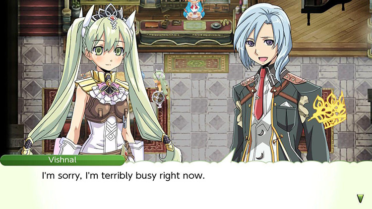 Visnhal at 1LP, rejecting your invitation in Porcoline’s Kitchen / Rune Factory 4
