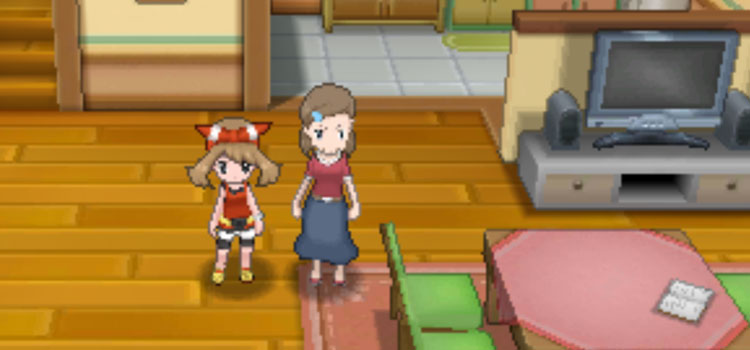 Standing next to mom in the player's home (Pokémon ORAS)