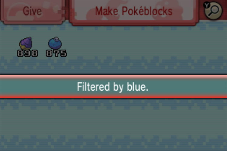 Filtering the blue-colored berries / Pokémon Omega Ruby and Alpha Sapphire