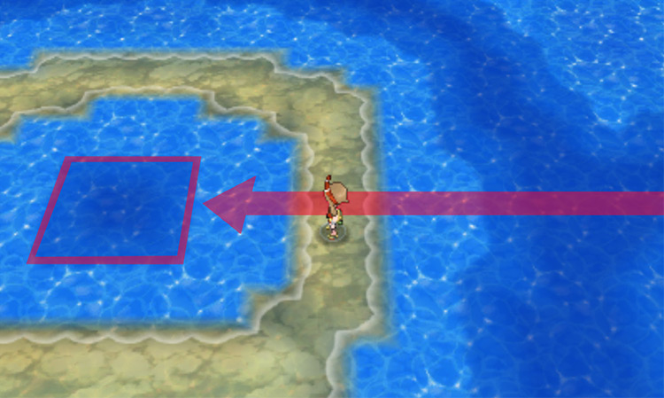 Diving spot in the center of the sand bar / Pokémon Omega Ruby and Alpha Sapphire