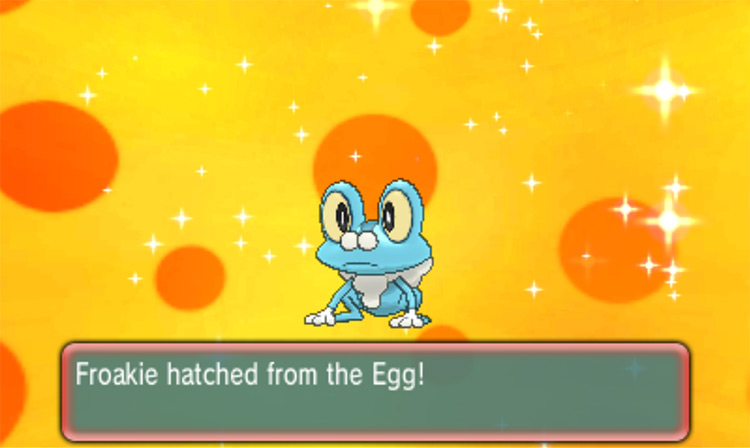 A freshly-hatched Froakie with its Hidden Ability / Pokémon Omega Ruby and Alpha Sapphire