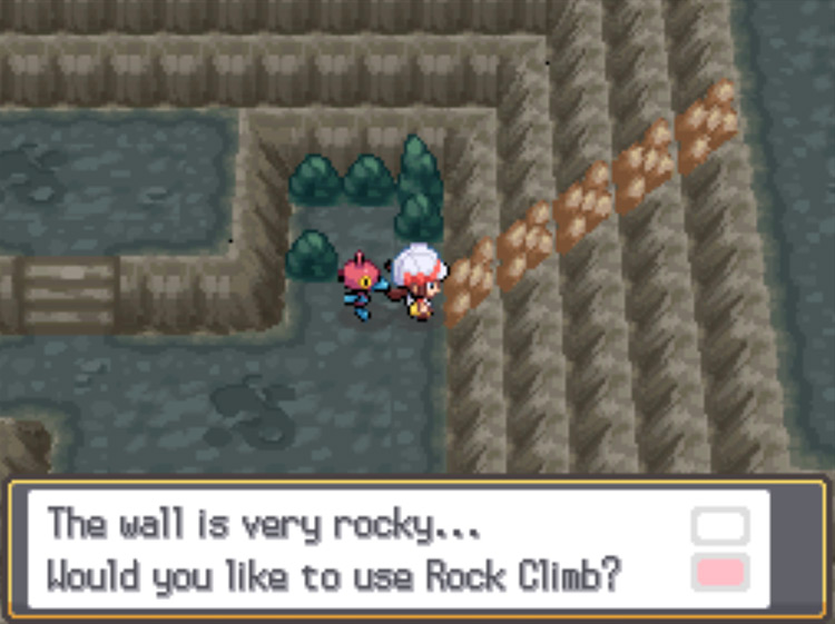 The Rock Climb location almost immediately inside the entrance of Mt. Mortar / Pokémon HeartGold and SoulSilver