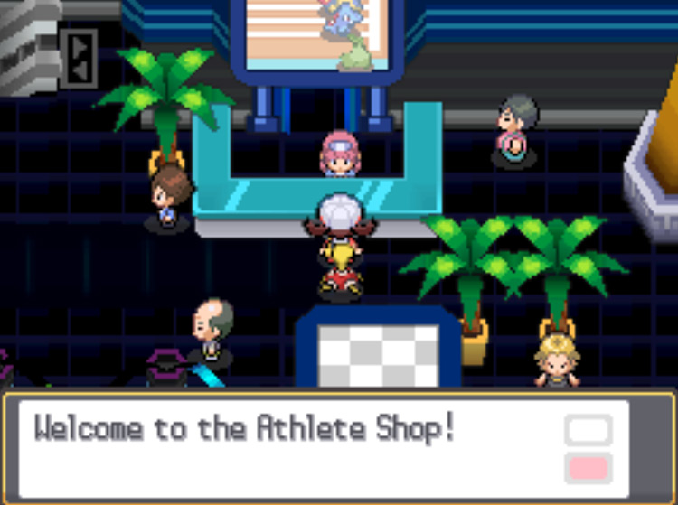 The Athlete Shop in the Pokéathlon Dome, where you can buy Apricorns / Pokémon HGSS
