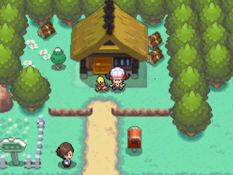 The outside of Kurt's house in Azalea Town / Pokémon HGSS