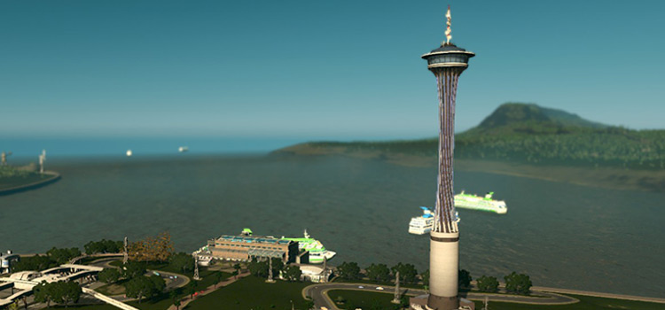 Observation Tower near Coastline in Cities: Skylines