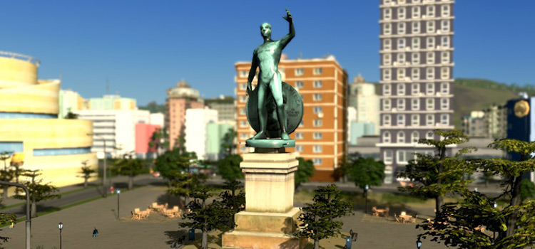 Close-up of the Statue of Wealth in Cities: Skylines